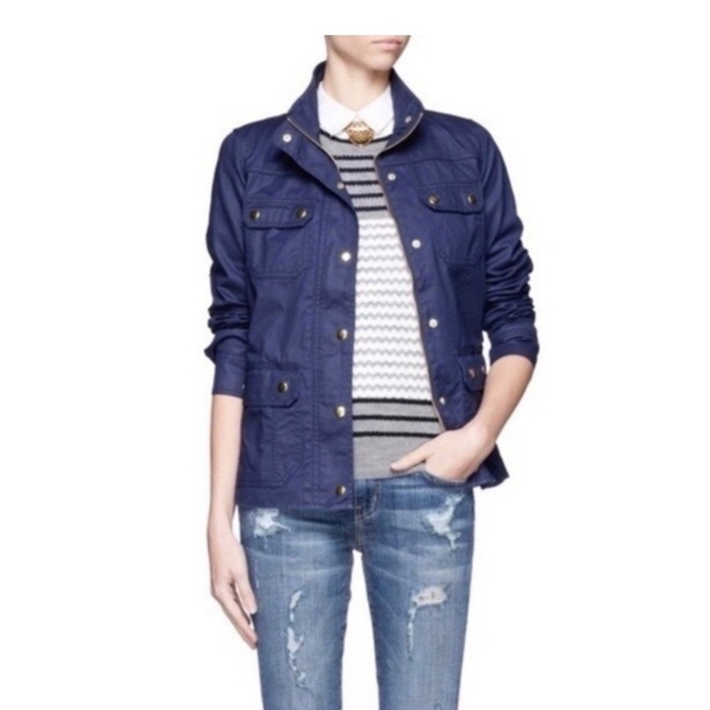 J.Crew Navy Blue Cotton Field Jacket Vintage Utility Military Coat Small